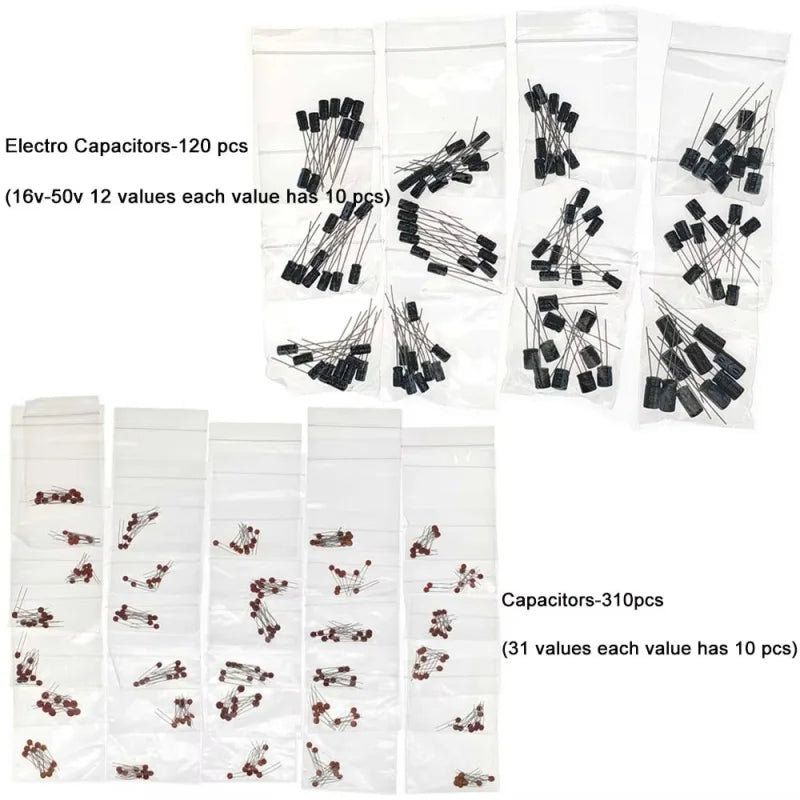 1900pcs Mega Electronic Component Kit including Assortment + Capacitors + PCB +opamp+ Resistors + LED + Transistors + DC Jacks