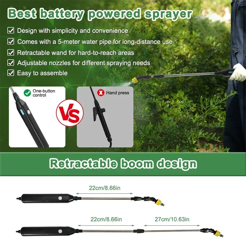 1pc Electric Garden Plant  Sprayer with  Telescopic Wand Perfect for Watering Misting Irrigating Garden Yard Lawn and Plant Care